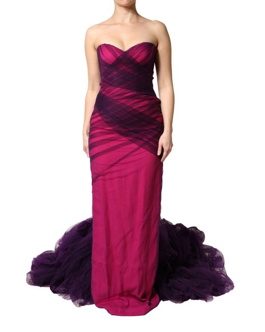 Dolce & Gabbana Purple Pink Black Strapless Sheath Mermaid Dress
