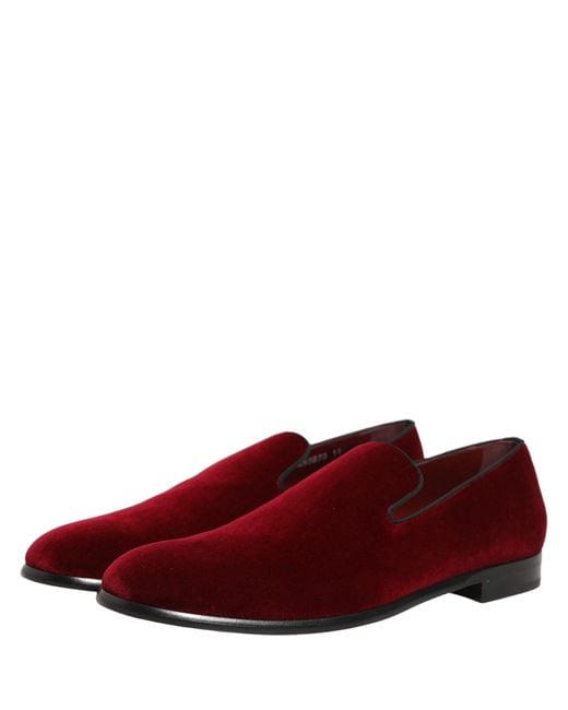 Dolce & Gabbana Purple Velvet Slip On Dress Loafers Shoes Cotton for men