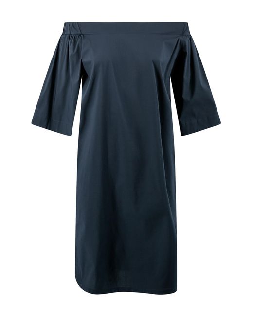 D.exterior Blue Cotton Dress With Bare Shoulders