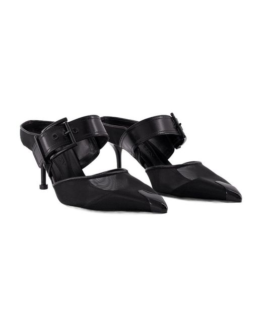 McQueen Black Punk Buckle Pumps