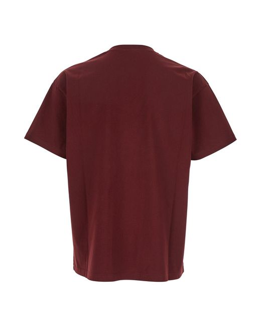 Givenchy Red Bordeaux T-Shirt With Logo Patch On The Chest for men