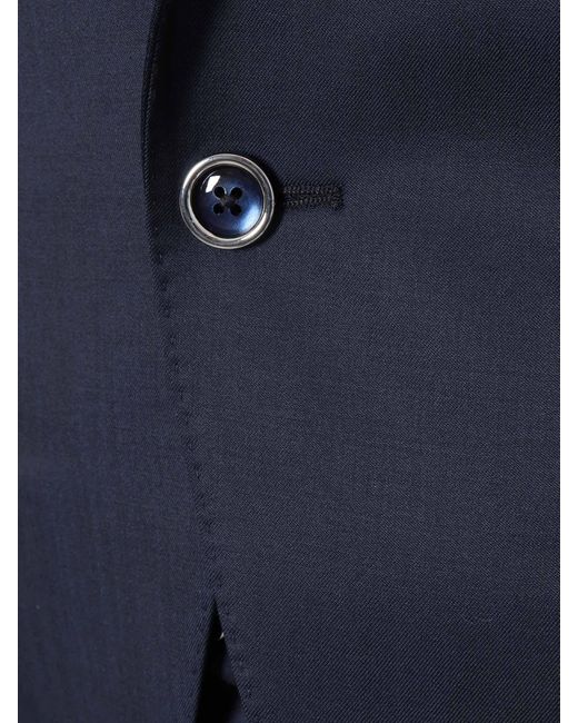 Luigi Bianchi Blue Satin Suit for men