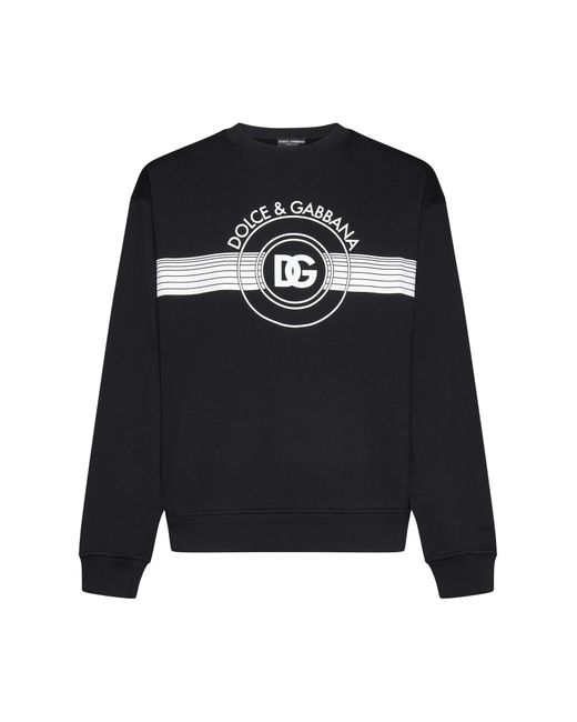 Dolce & Gabbana Black Logo Cotton Sweatshirt for men