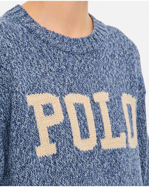 Polo Ralph Lauren Blue Cotton Wool Logo Pullover