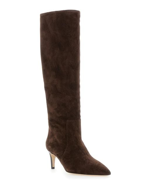 Paris Texas Brown Boots Pointed Toe Suede Calf Leather
