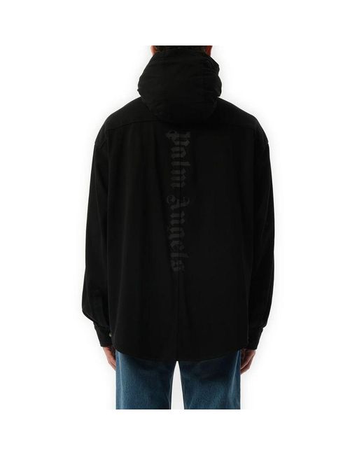 Palm Angels Black Cotton Shell Jacket for men