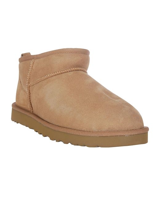 Ugg Brown Classic Ultra Mini Low Heels Ankle Boots In Leather Color Suede for men