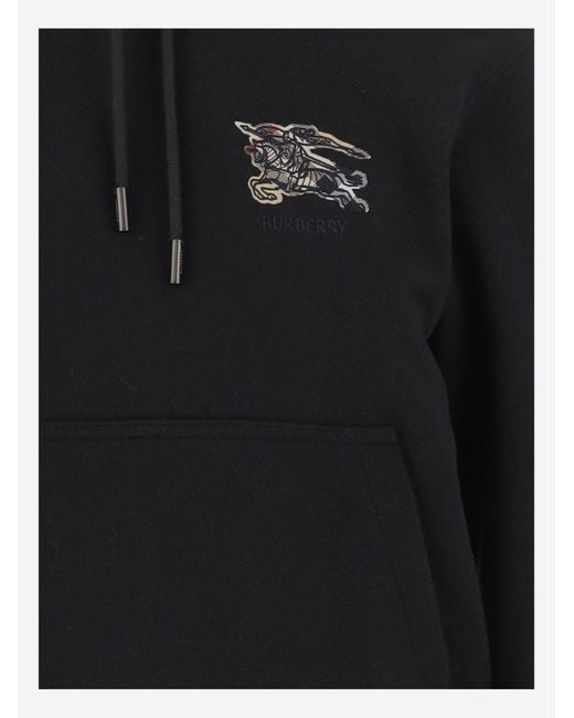 Burberry Black Hooded Cotton Sweatshirt Knitwear