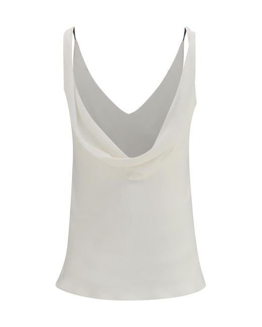 Brunello Cucinelli Gray Top Silk Crêpe Sablé Tops