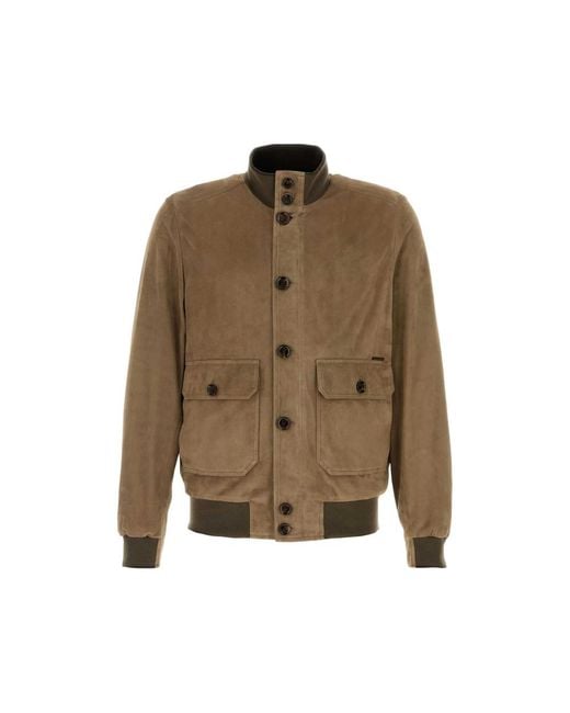 Moorer Green Carlos Button-Up Suede Bomber Jacket for men