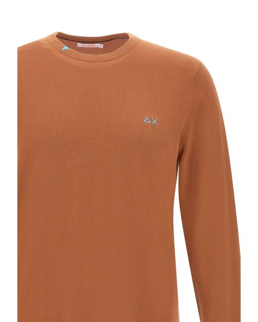 Sun 68 Brown Solid Cotton Sweater for men