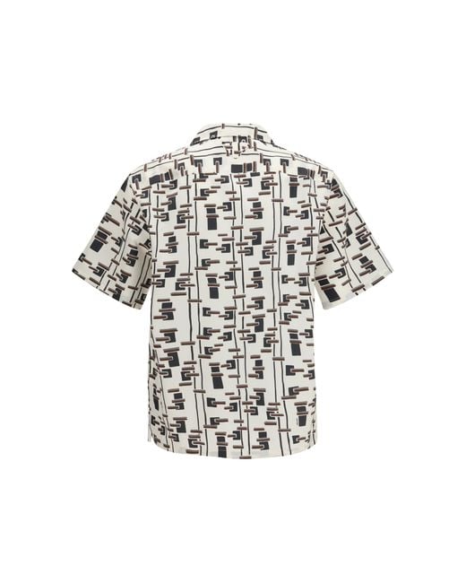 Prada White Patterned Bowling Shirt Cotton; Silk for men
