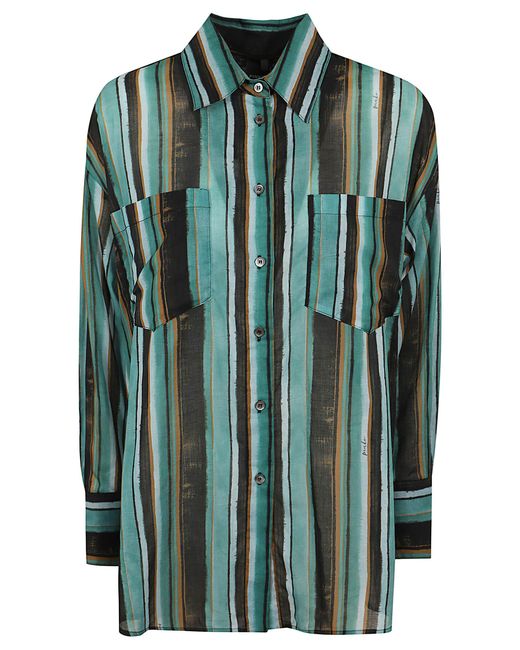 Pinko Green Rieti Camicia Mussola Stampa R Cotton