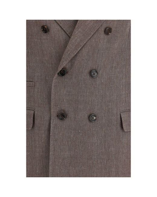Brunello Cucinelli Brown Linen Blazer for men