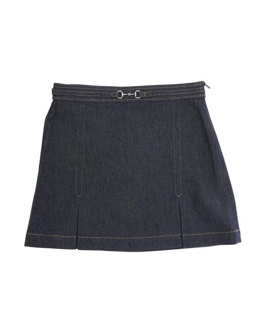 Gucci Blue Denim Skirt With Horsebit Detail Cotton