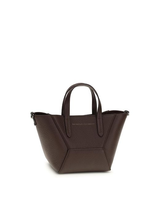Brunello Cucinelli Brown Leather Handbag Calf Bos Taurus Shoulder Bags