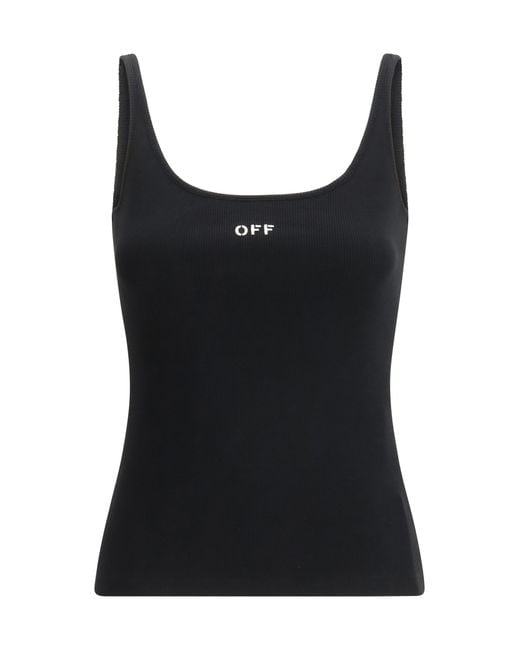 Off-White c/o Virgil Abloh Black Off Stamp Rib Tank Top Cotton; Elastane