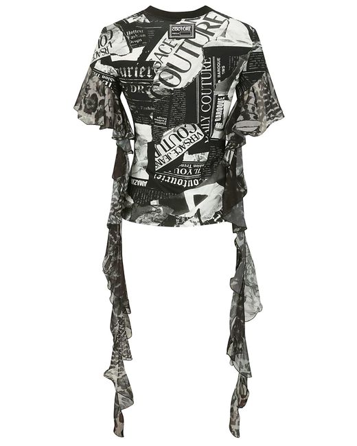 Versace Black 76Dp605 R Rouches Prt Mix Piece Nr T-Shirt