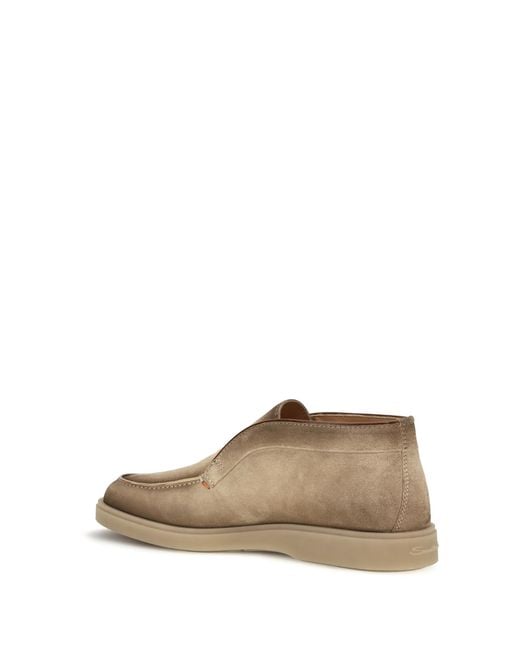 Santoni Brown Slip-On Loafers Digits Suede Upper: Trainers for men