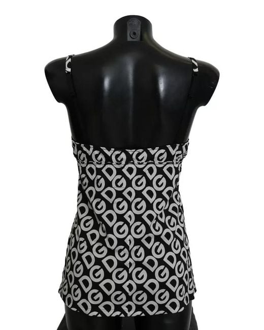 Dolce & Gabbana Black Dg Mania Print Sleeveless Swimwear Clothing