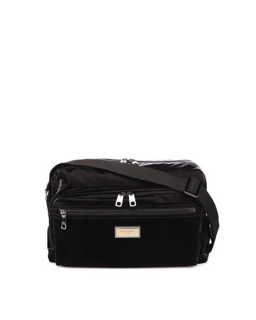 Dolce & Gabbana Black Logo Plaque Shoulder Bag for men