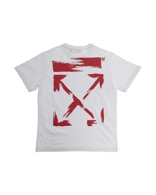 Off-White c/o Virgil Abloh White T-Shirt Arrow Paint S-S Cotton T-Shirts for men
