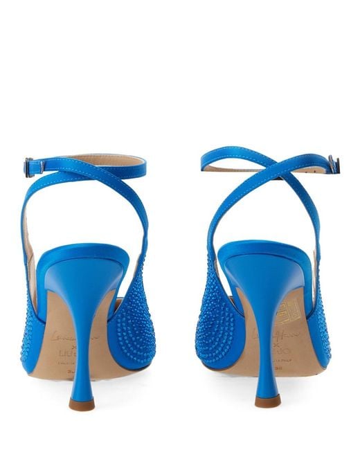 Liu Jo Blue Satin Slingback With Hourglass Heel