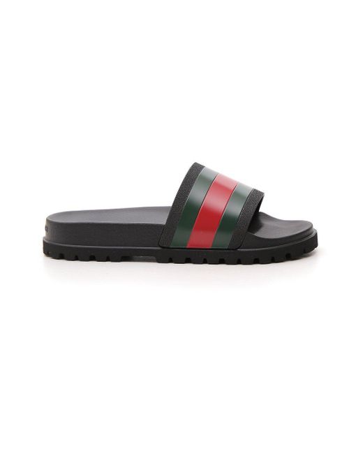 Gucci Black Web Slide Sandals for men