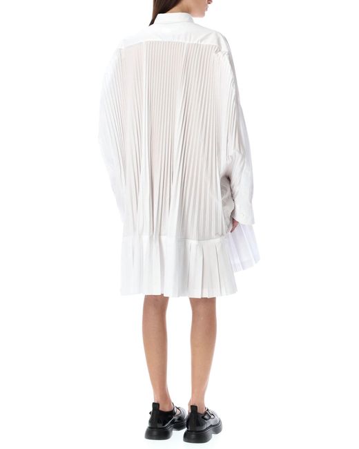 Junya Watanabe White Pleated Shirt Dress