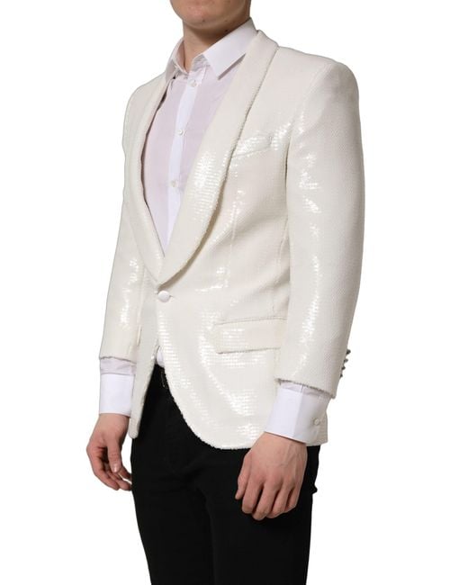 Dolce & Gabbana White Viscose Single Breasted Blazer Jacket Polyester Clothing for men