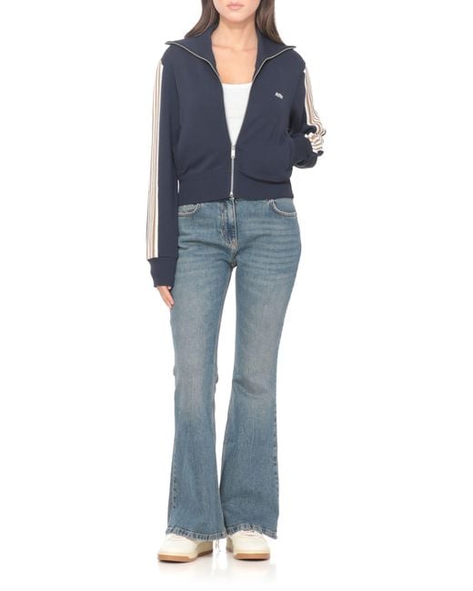 Autry Blue Viscose Sweatshirt With Front Zip