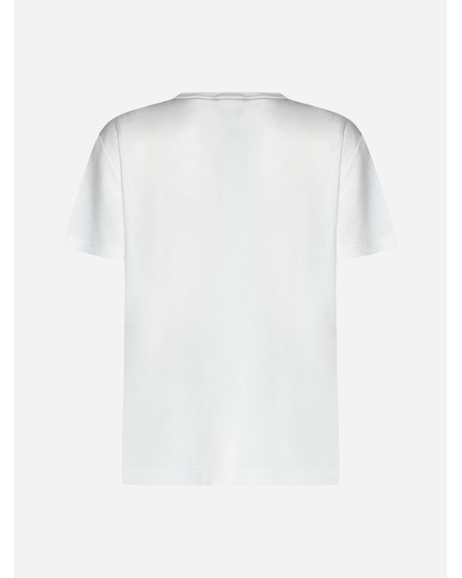 Fabiana Filippi White Rhinestone Cotton T-Shirt