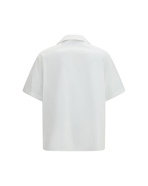 Valentino White Cotton Poplin Bowling Shirt With Vgold for men