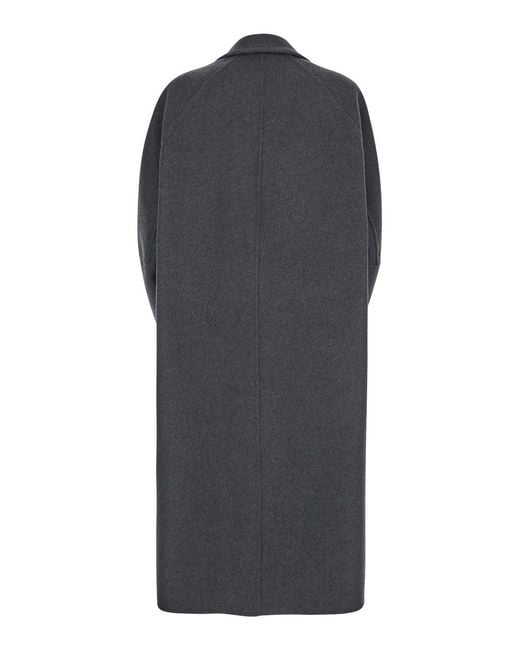 Max Mara Black Coat With Notched Revers Virgin Wool