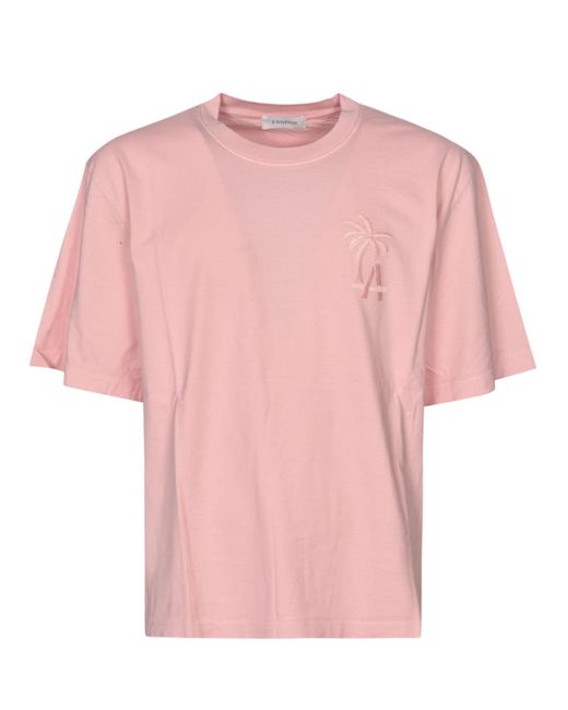 Laneus Pink Jersey Embroidered T_Shirt for men