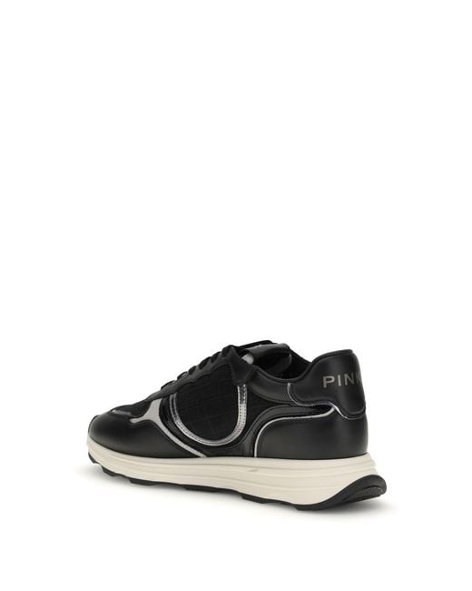 Pinko White Leather Zoe Sneakers With Mesh Inserts