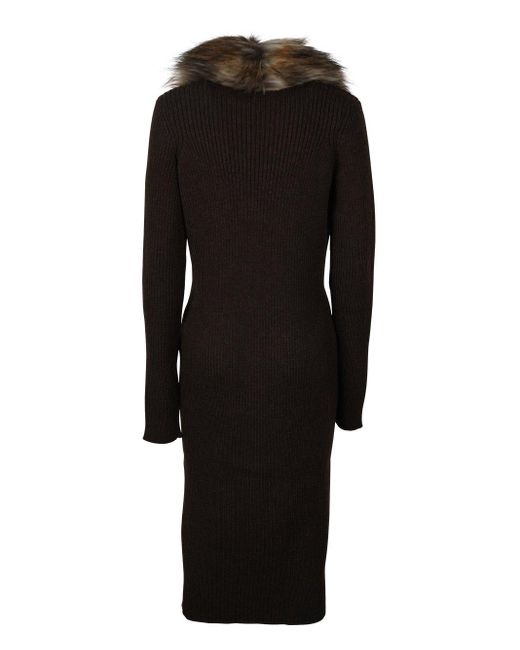 Saint Laurent Black Long-Sleeved Cardigan Dress