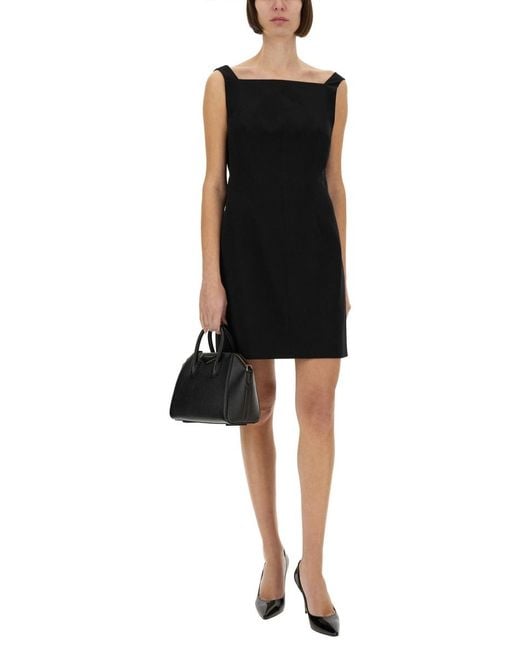 Givenchy Black Crepe And Satin Dress Acetate