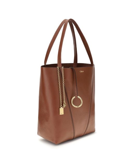 Chloé Brown Shoulder Bag Spin Calf Leather
