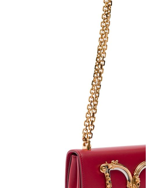 Dolce & Gabbana Red 'dg Girls' Phone Bag With Chain Strap And Baroque Logo In Leather Woman