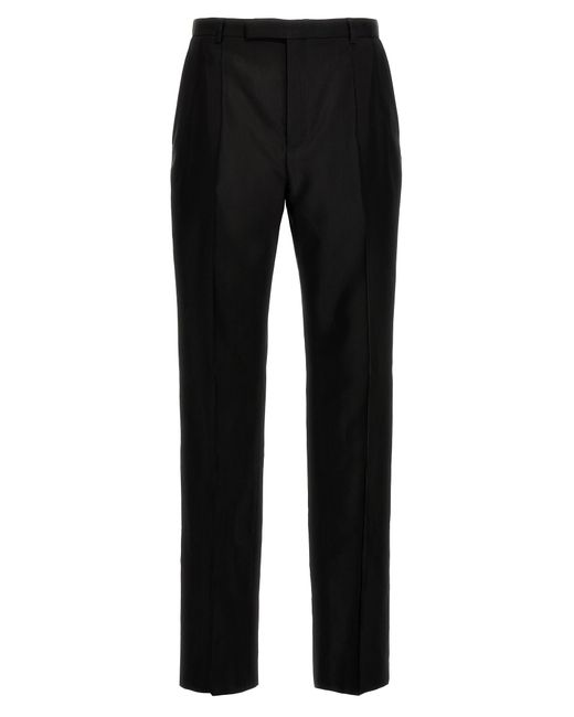Saint Laurent Black Faille Wool-Blend Straight-Leg Pants for men