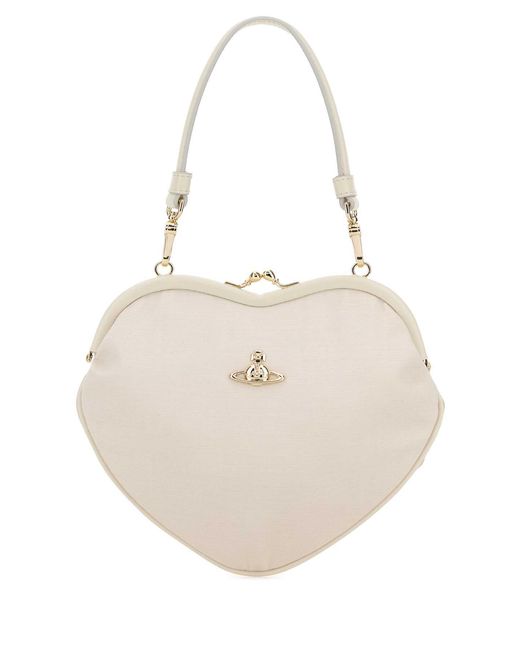 Vivienne Westwood White Fabric Belle Heart Frame Handbag