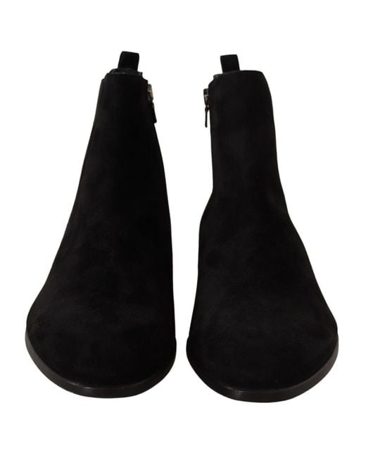 Dolce & Gabbana Black Suede Leather Chelsea Boots Shoes for men