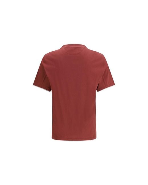 Brunello Cucinelli Red Bordeaux Cotton T for men