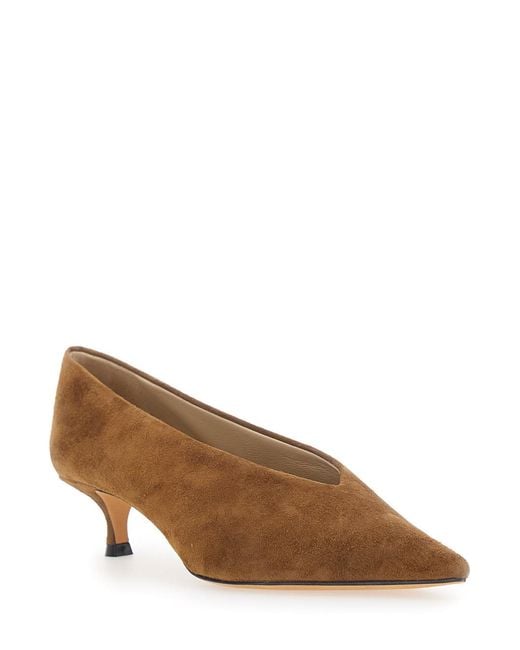 Le Monde Beryl Brown Kitten Heel Mules Leather Lamb