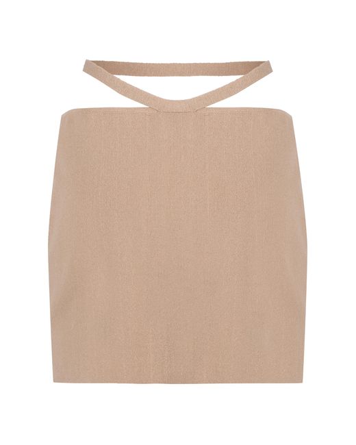 ANDREADAMO Natural Knitted Cut-Out Mini Skirt Viscose