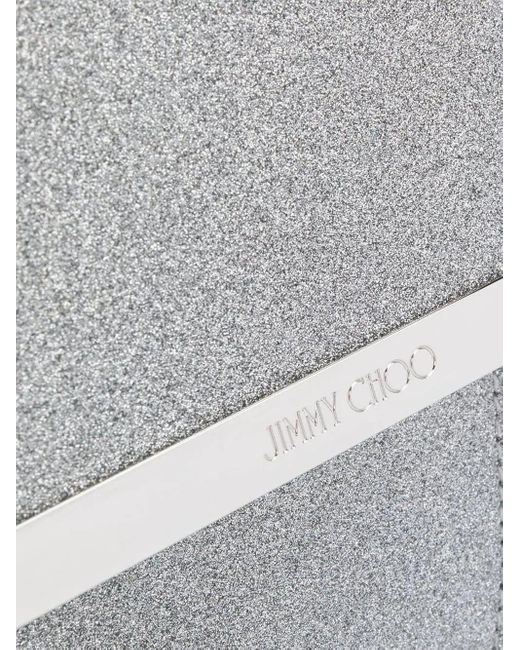 Jimmy Choo White Fine Glitter Leather Clutch Bag