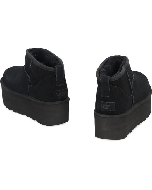 Ugg Black Classic Ultra Mini Boots Ovine Leather