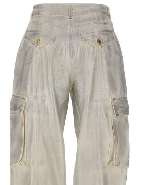 Elisabetta Franchi White Urban Metallic Effect Cotton Jeans