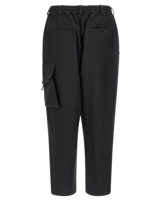 Y-3 Black Polyester Cargo Pants for men